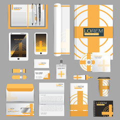 White identity template with blue origami elements. Vector compa © ploygraphic