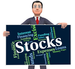 Stocks Word Indicates Return On Investment And Finance