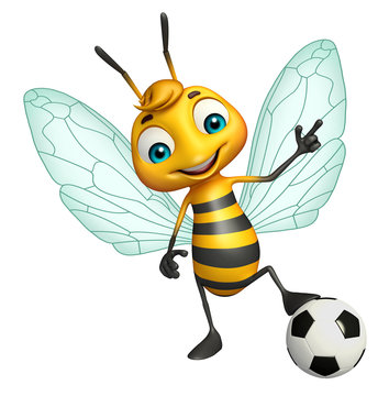 Bee cartoon character with football