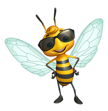 cute Bee cartoon character with sunglass