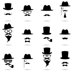 Gentleman portrait icon set