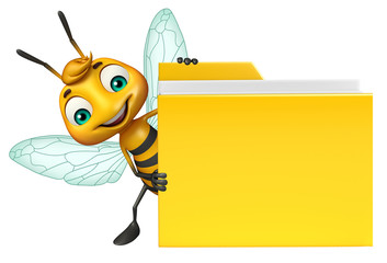 Bee cartoon character with folder