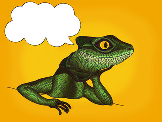 Pop Art illustration of Profile Lizard with thought bubble