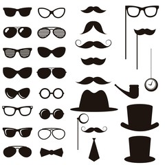 Black retro gentleman elements set