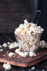 Salt popcorn  in a basket