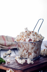 Salt popcorn  in a basket