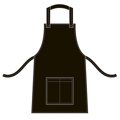 Black apron with outsets and pocket