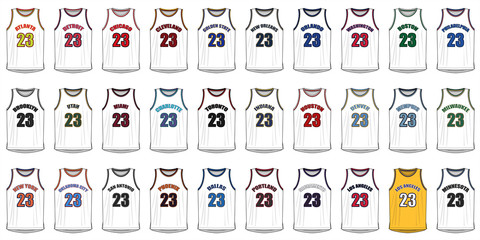 Shirts of American Basketball Cities