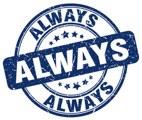 always blue grunge round vintage rubber stamp