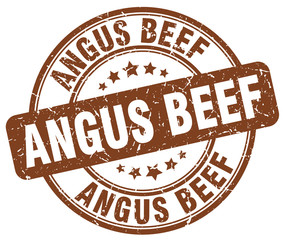 angus beef brown grunge round vintage rubber stamp