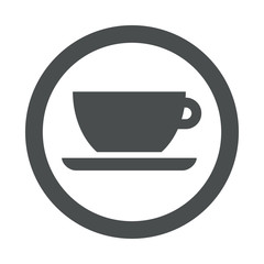 Icono plano taza cafe en circulo color gris