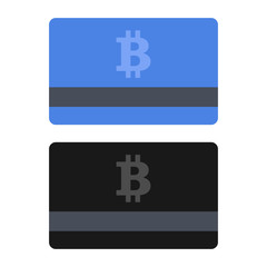 Bitcoin Credit Card Set. Flat Style Icons. Vector
