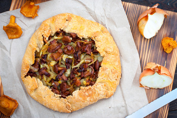 Biscuit with wild mushrooms, horizontal