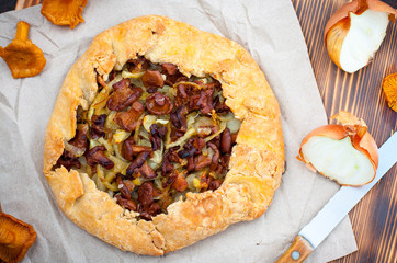 Biscuit with wild mushrooms, horizontal