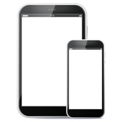 Tablet Computer and Mobile Phone Vector illustration.
