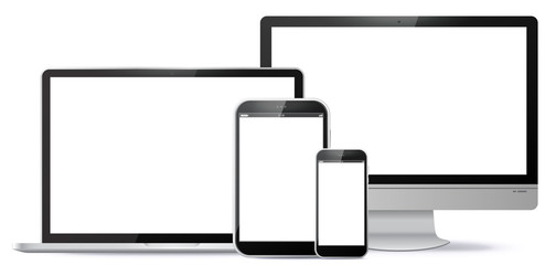Computer Screen, Tablet PC, Notebook, Smart Phone Vector illustration.
