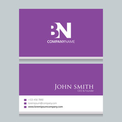 BN Logo | Business Card | Vector Graphic Branding Letter Element | White Background Abstract Design Colorful Object