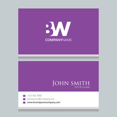 BW Logo | Business Card | Vector Graphic Branding Letter Element | White Background Abstract Design Colorful Object