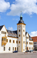Fototapeta na wymiar historisches Rathaus am Obermarkt in Freiberg Sachsen