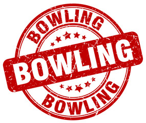 bowling red grunge round vintage rubber stamp