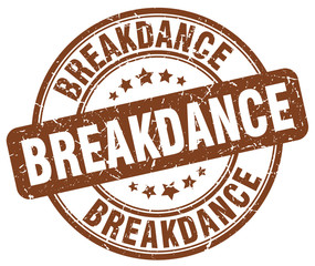 breakdance brown grunge round vintage rubber stamp