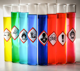 Aligned Chemical Danger pictograms - Serious Health Hazard - obrazy, fototapety, plakaty