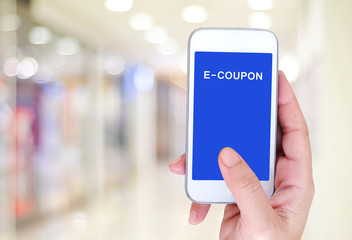 E-coupon discount on smart phone screen, digital marketing