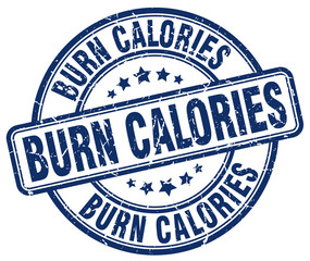 burn calories blue grunge round vintage rubber stamp