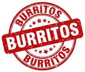 burritos red grunge round vintage rubber stamp