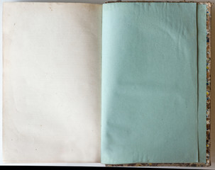 Blank book opened to the last page.