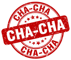 cha-cha red grunge round vintage rubber stamp