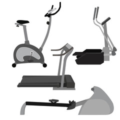 Set of flat illustration sports simulators. Vector elements for infographics. Sport training apparatus © veleri_kz
