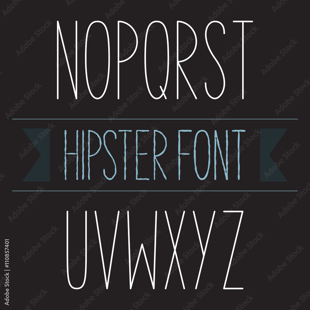 Fototapete modern minimal hipster font alphabet set n to z regular