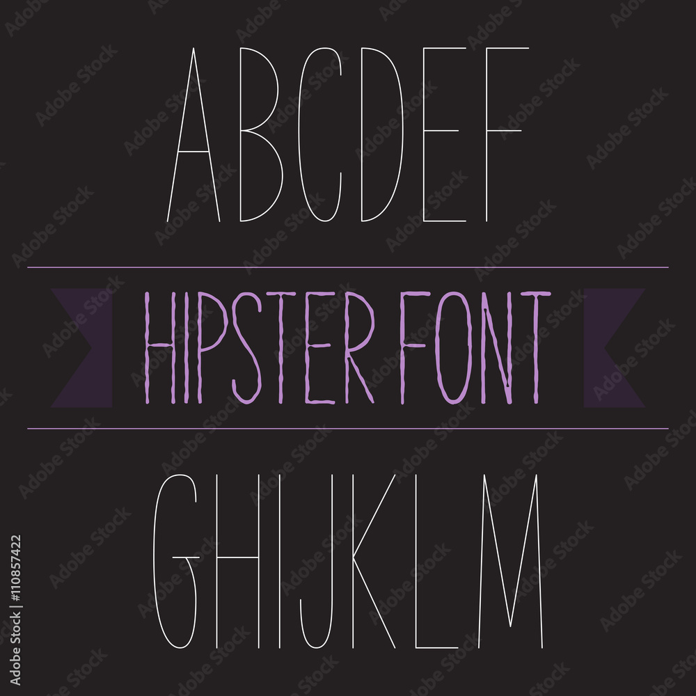 Poster modern minimal hipster font alphabet set a to m thin