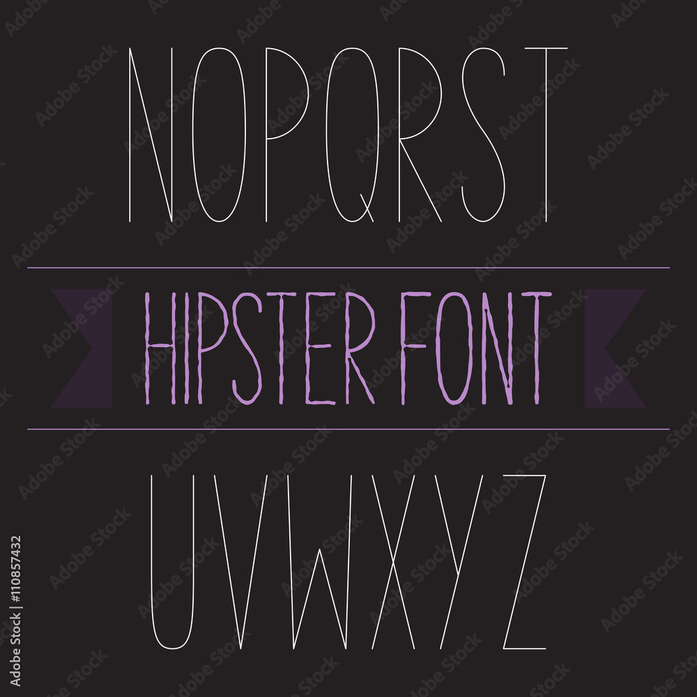 Poster modern minimal hipster font alphabet set n to z thin