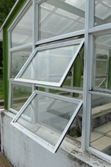 The closeup view of greenhouse framework at park