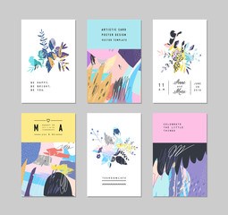 Set of creative universal floral cards with place for your text.