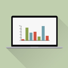 Laptop in flat style with shadow