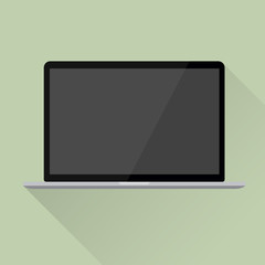Laptop in flat style with shadow