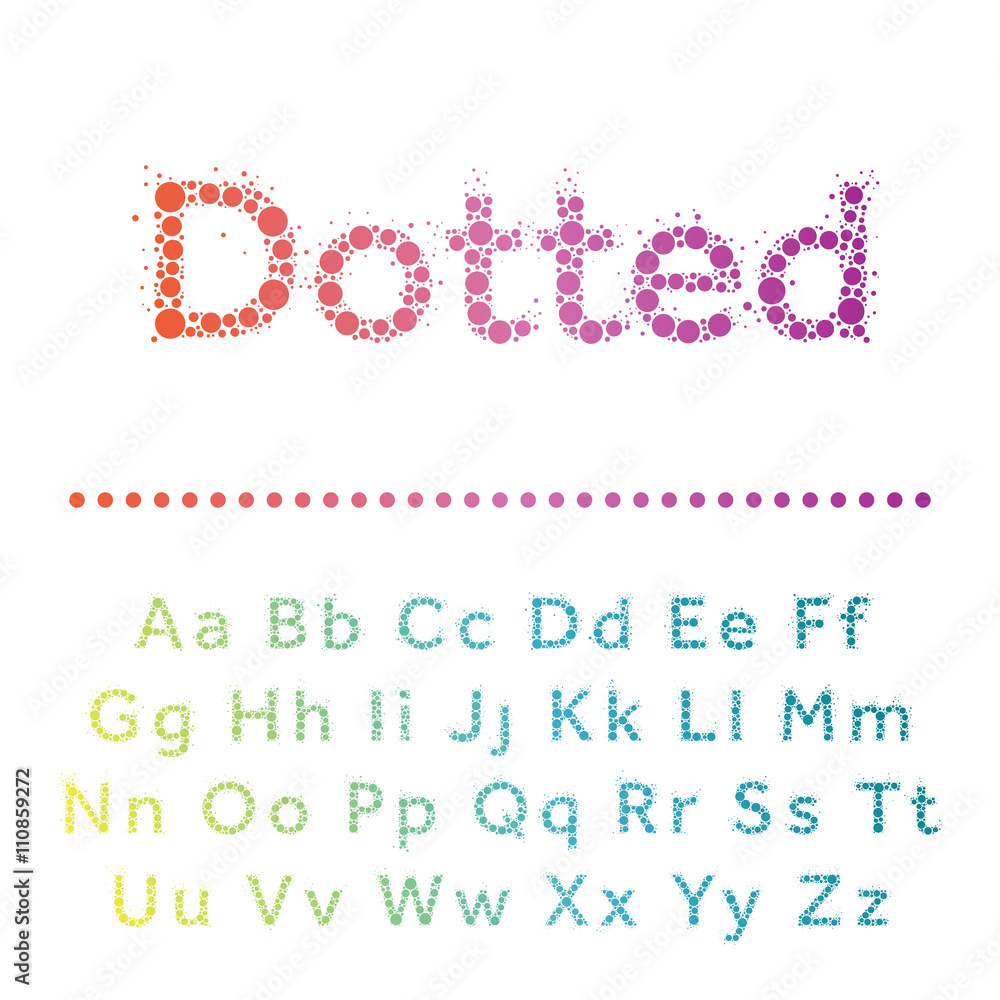 Poster vector dotted font. multicircles type.
