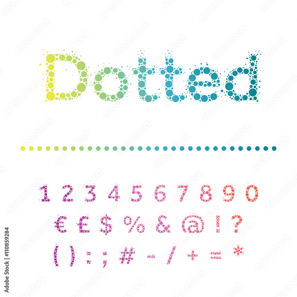 Poster vector dotted font. multicircles type.