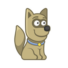 Dog. Cartoon Style Funny Animal on White Background. Vector