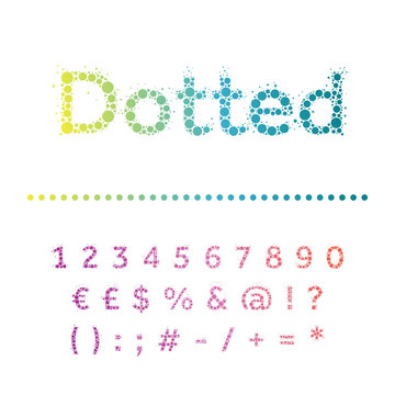 Vector Dotted Font. Multicircles Type.