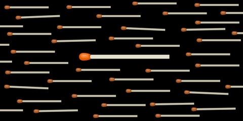 Abstract horizontal black background with different matches