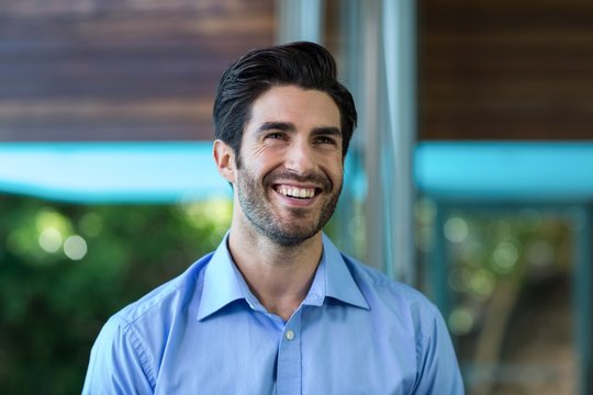 Happy Smart Man Looking Away