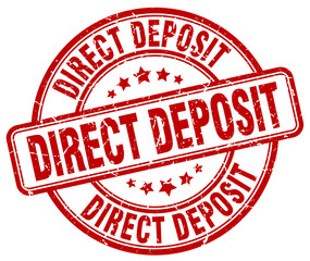 direct deposit red grunge round vintage rubber stamp