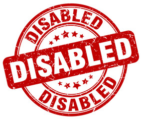 disabled red grunge round vintage rubber stamp