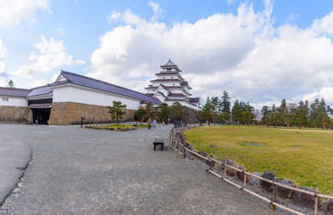 FUKUSHIMA, JAPAN - APR 15,2016:Panorama of Tsuruga Castle surrou