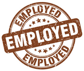 employed brown grunge round vintage rubber stamp