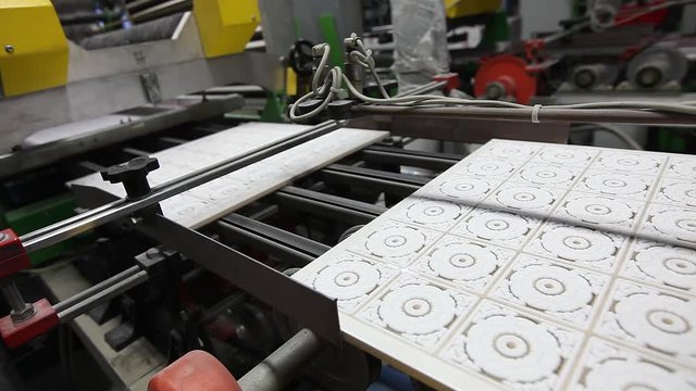 Ceramic tiles manufacturing , Ceramics Plant. Production of ceramic tiles.